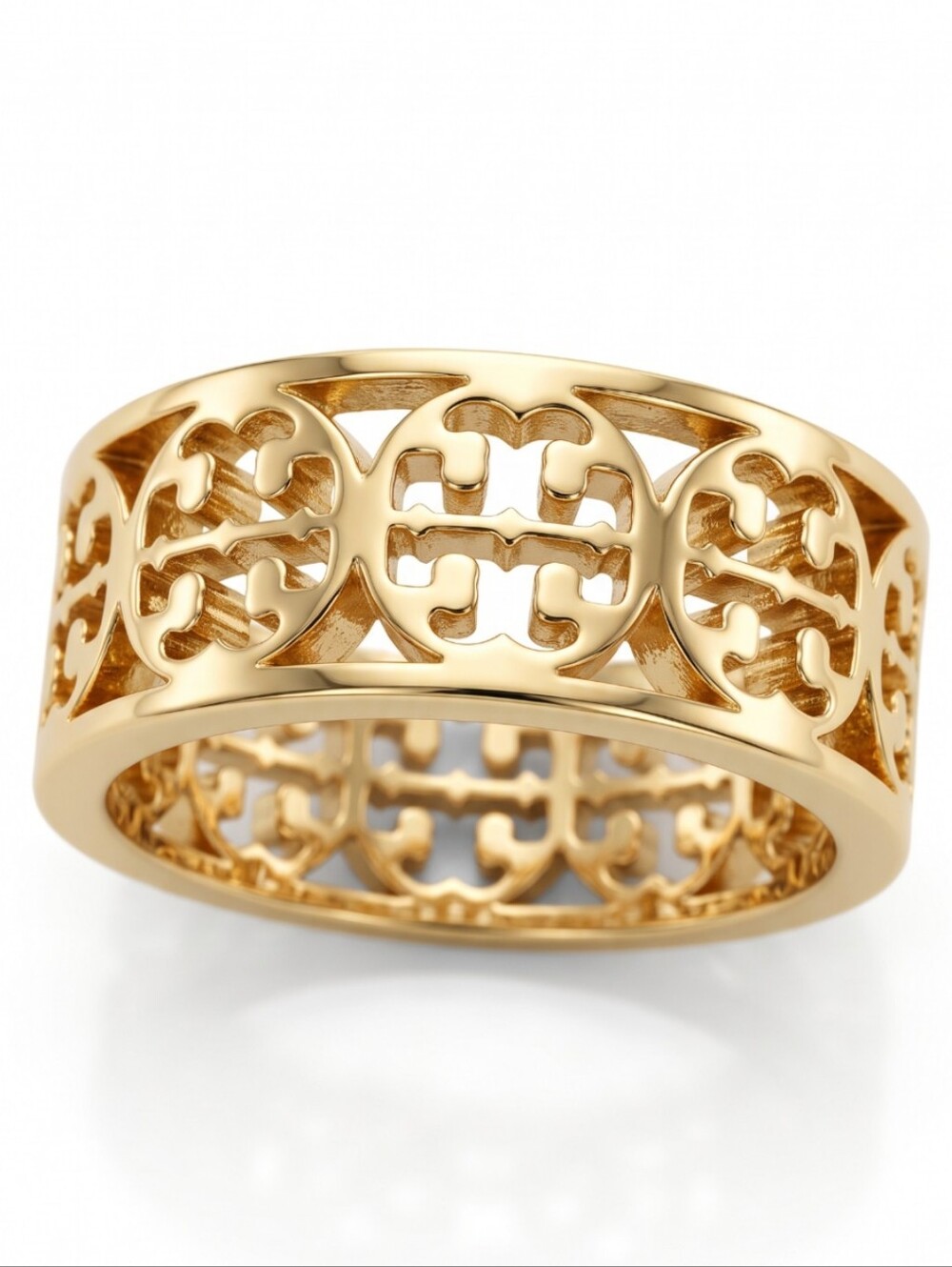 Tory Burch Kinsley Double T Logo Band Ring